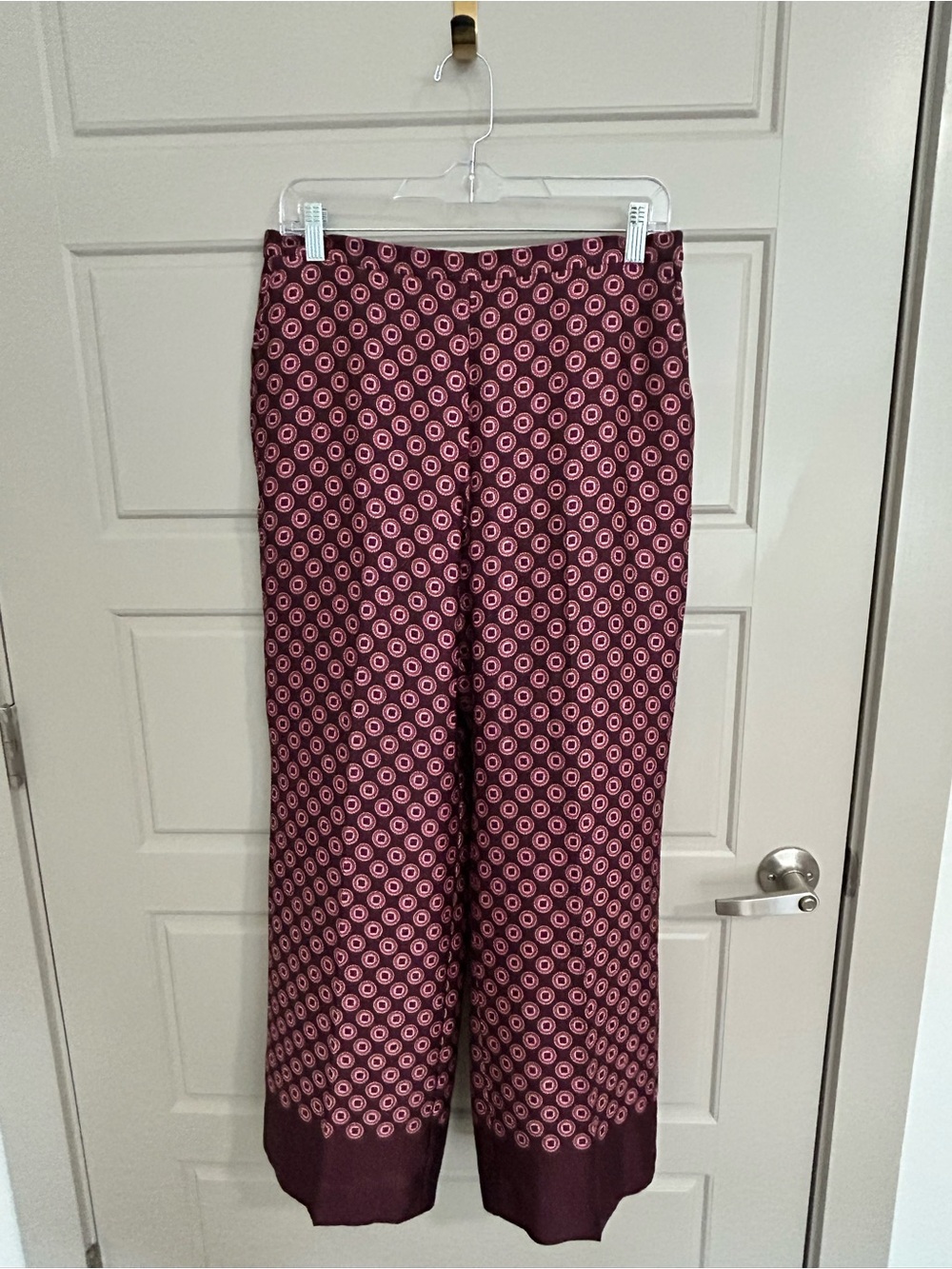 Ann Taylor Burgundy and Pink Wide-Leg Printed Pants